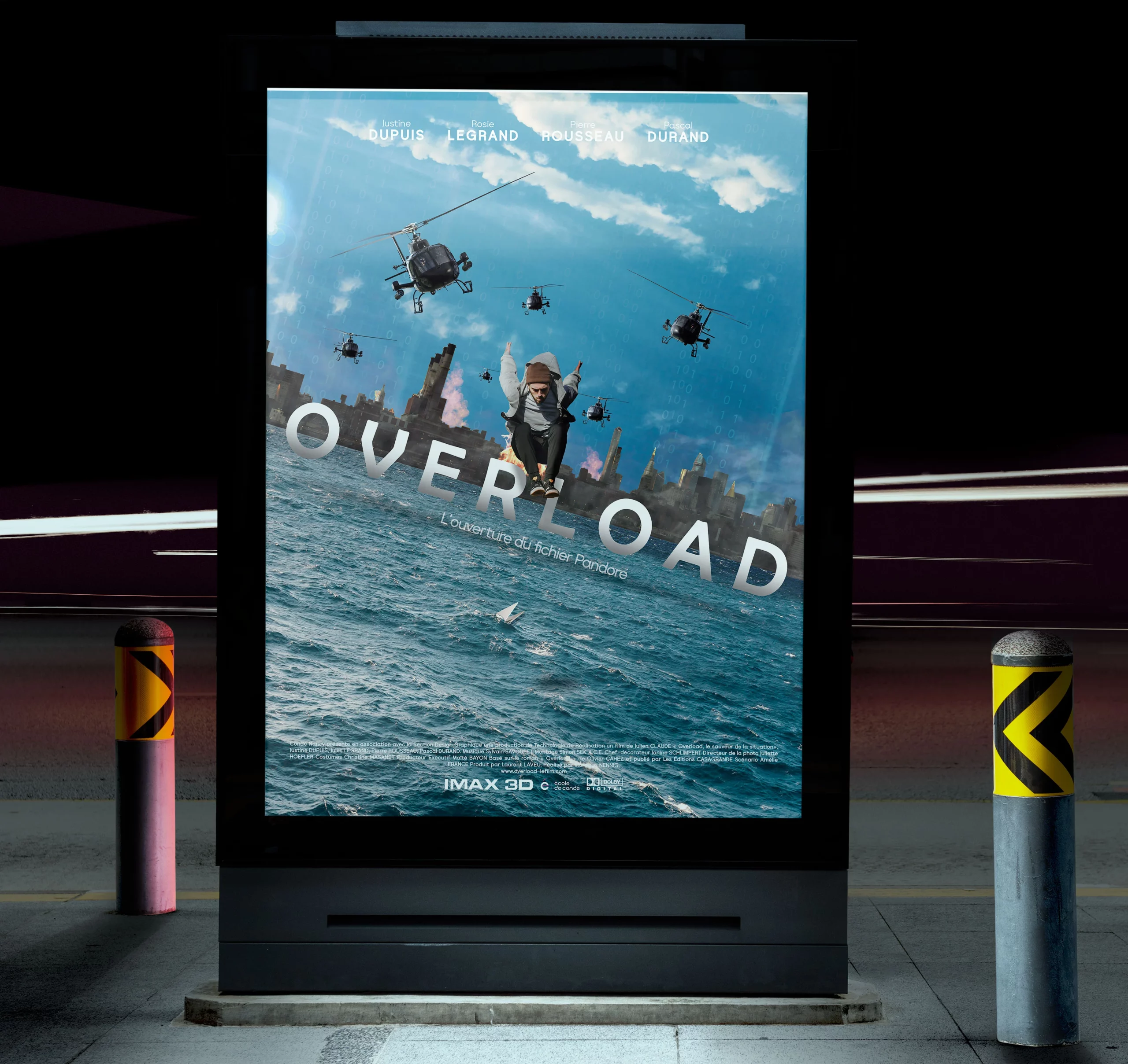 Affiche pour le film Overload, film d'action dans le cadre de mon Bachelor