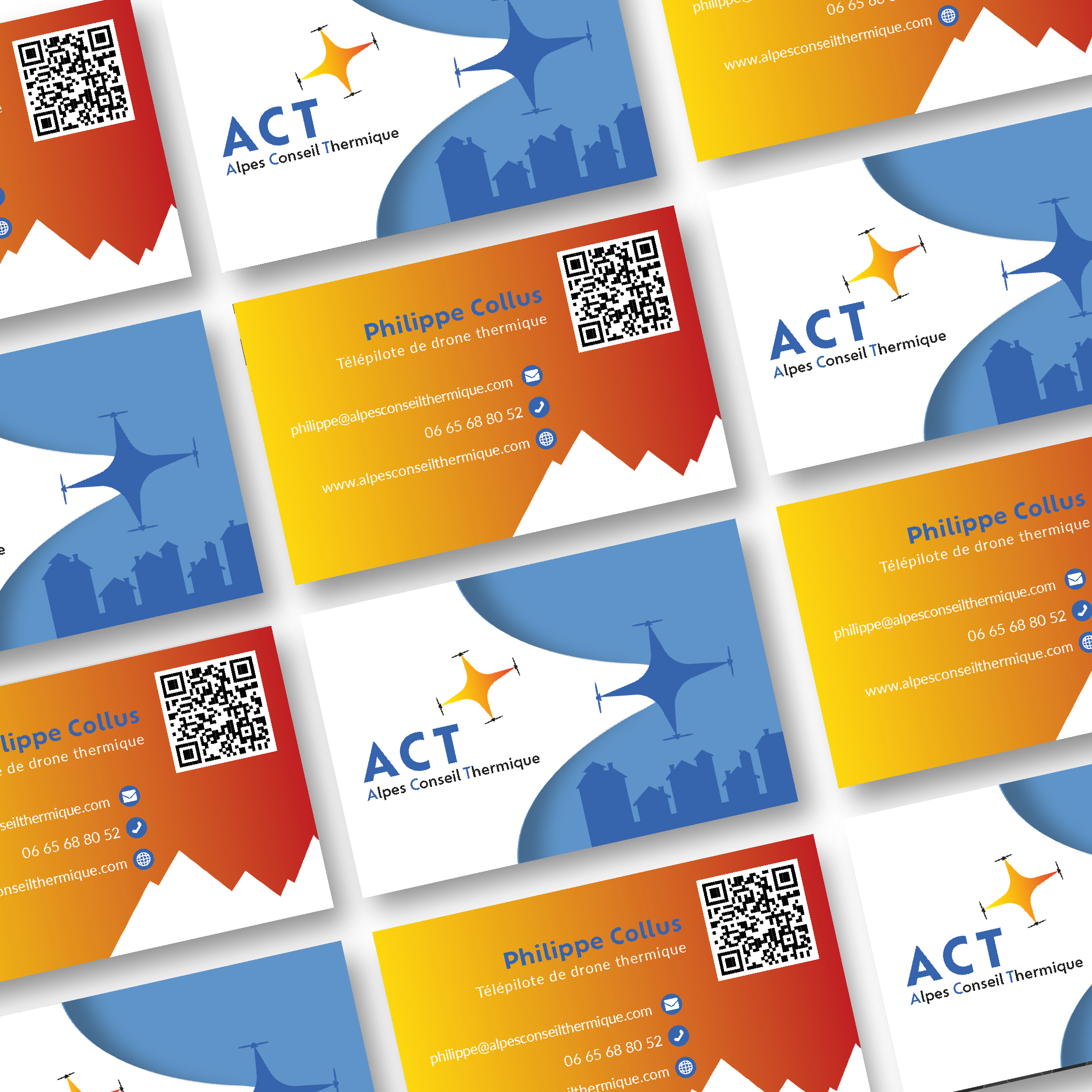 Identité et cartes de visites pour Alpes Conseil Thermique (74) par Margaux Nennig Graphiste & Webdesigner